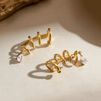 Freya Spiral Zircon Ear Cuffs – gold-tone ear cuffs, view 4
