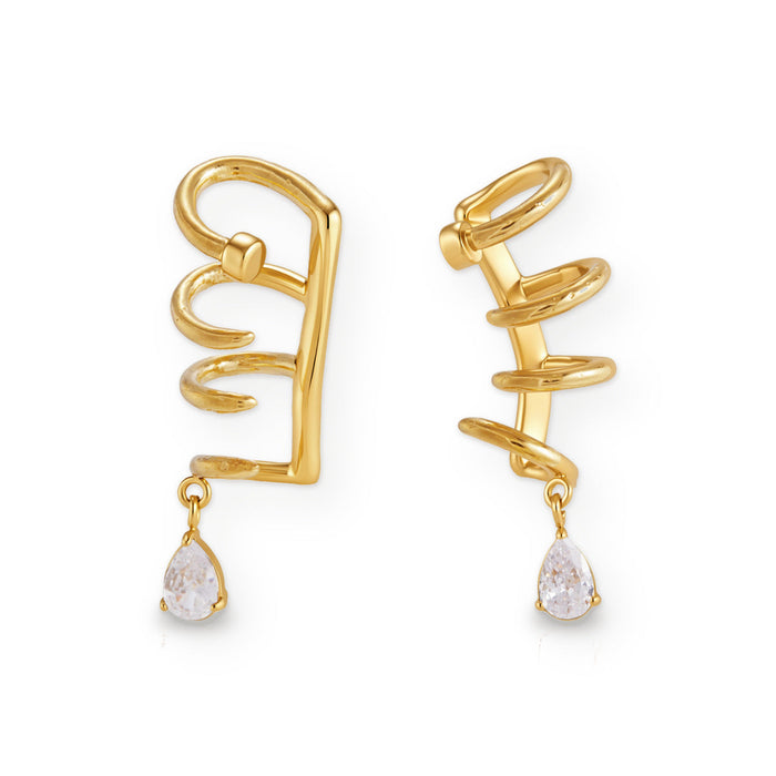 Freya Spiral Zircon Ear Cuffs on white