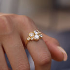 Gemma Zircon Cluster Open Ring – gold-tone ring, view 2