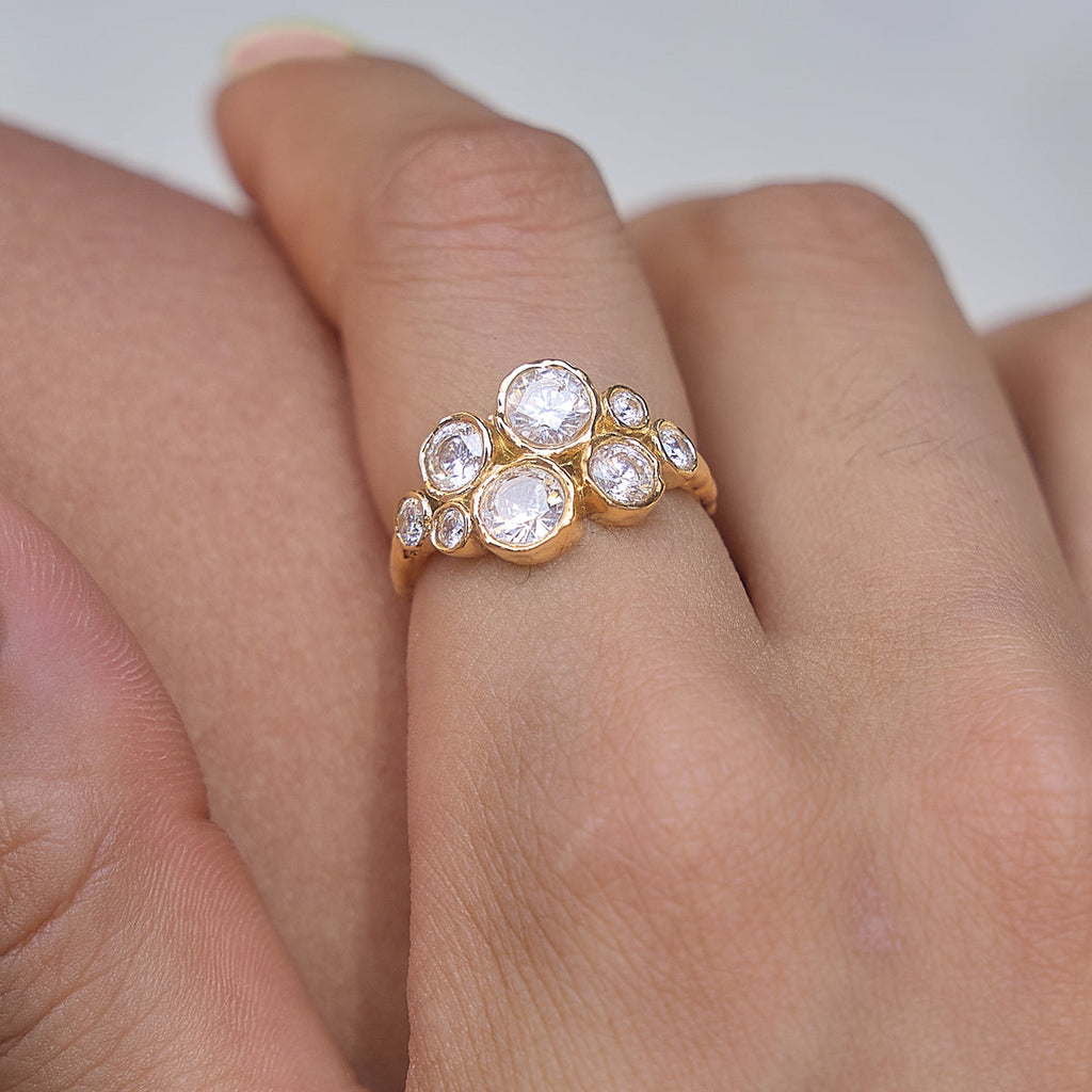 Gemma Zircon Cluster Open Ring – gold-tone ring, view 4