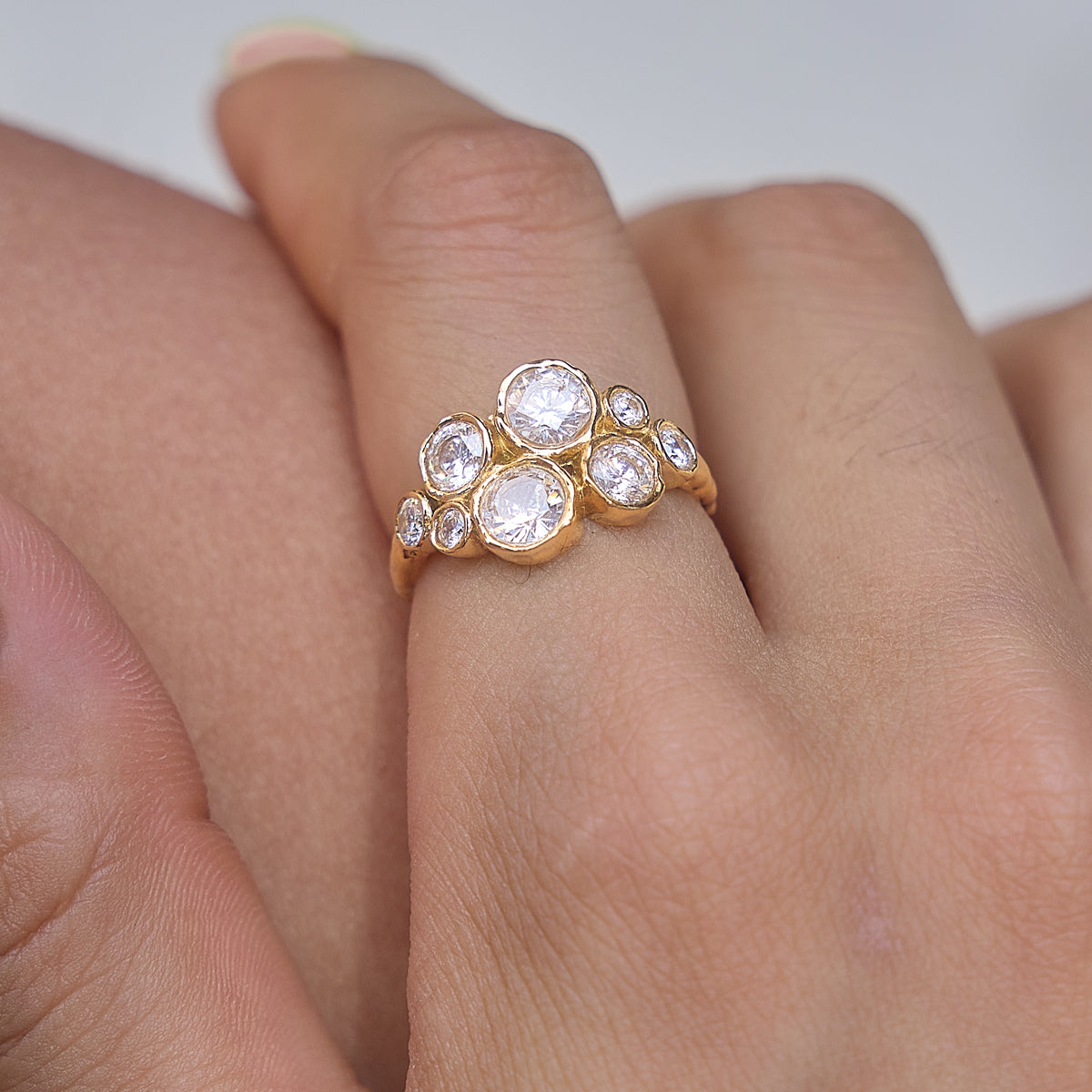 Gemma Zircon Cluster Open Ring – gold-tone ring, view 4