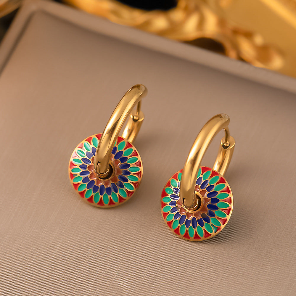 Ines Enamel Medallion Set – gold-tone jewellery set, view 2