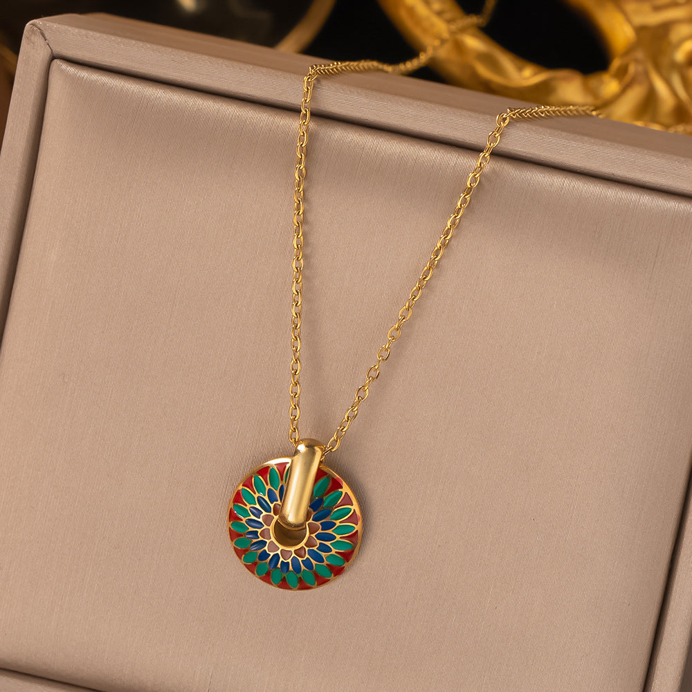 Ines Enamel Medallion Set – gold-tone jewellery set, view 3