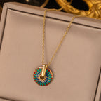 Ines Enamel Medallion Set – gold-tone jewellery set, view 3