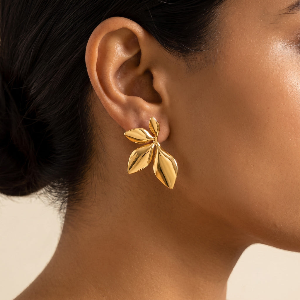 Ishita Petal Studs – 18K gold-plated earrings, view 2