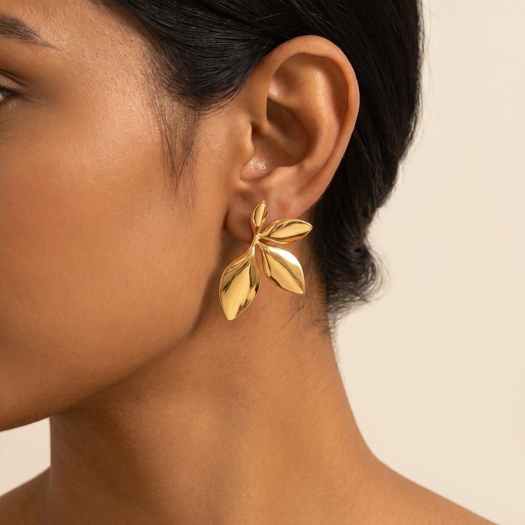 Ishita Petal Studs – 18K gold-plated earrings, view 3