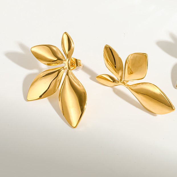 Ishita Petal Studs – 18K gold-plated earrings, view 4