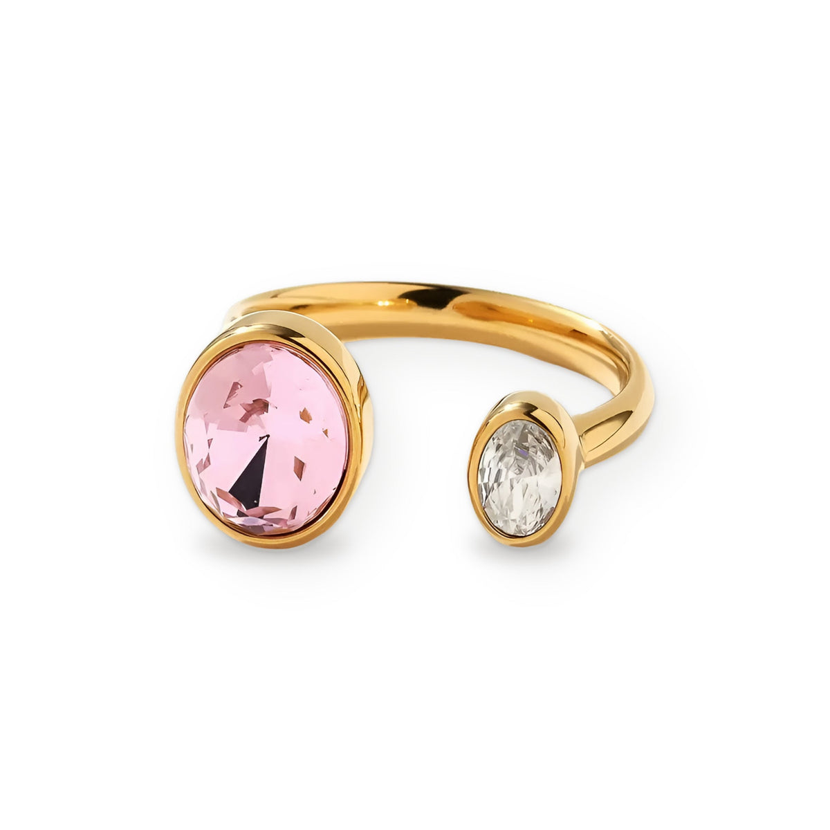 Kiara Pink Oval Open Ring on white