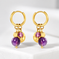 Orchid Charm Hoop Clips in 18K gold-plated finish, product shot on white background