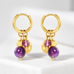 Orchid Charm Hoop Clips in 18K gold-plated finish, product shot on white background