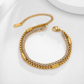Isabella Rhinestone Bracelet in 18K gold PVD-plated finish, product shot on white background