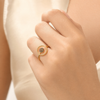 Ava Zircon Open Ring in 18K gold PVD-plated finish worn on the hand
