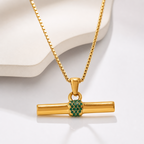 Mia T-Bar Zircon Curb Chain Necklace in 18K gold PVD-plated finish, product shot on white background
