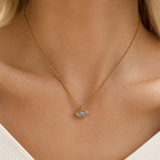 Iris Horse Eye Necklace in 18K gold PVD-plated finish worn on the neck