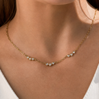 Ira Zircon Link Chain Necklace in 18K gold PVD-plated finish worn on the neck