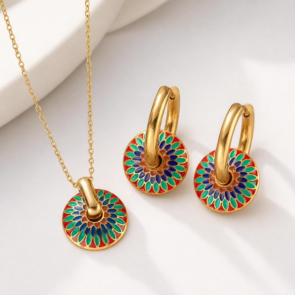 Ines Enamel Medallion Set