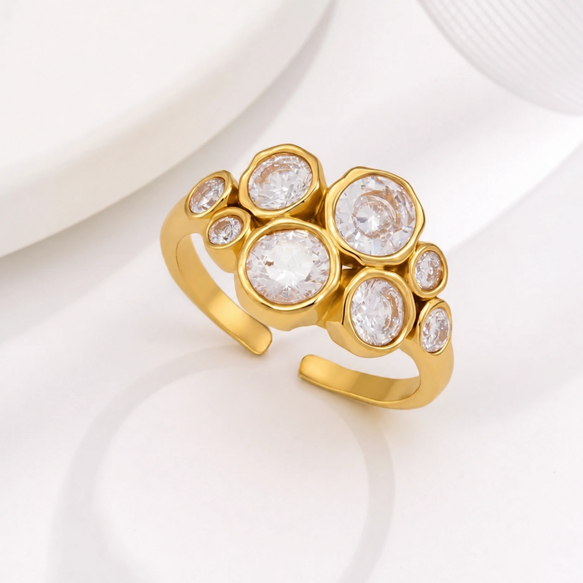 Gemma Zircon Cluster Open Ring