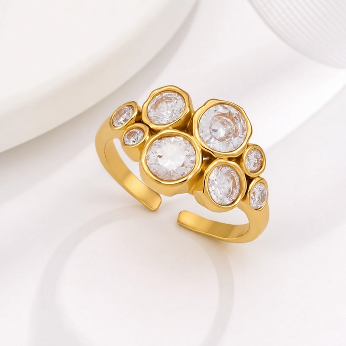 Gemma Zircon Cluster Open Ring