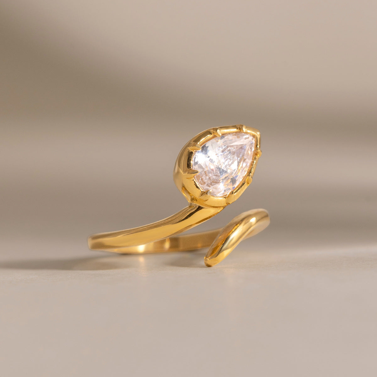 Naomi Serpent Pear Open Ring – gold-tone ring, view 2