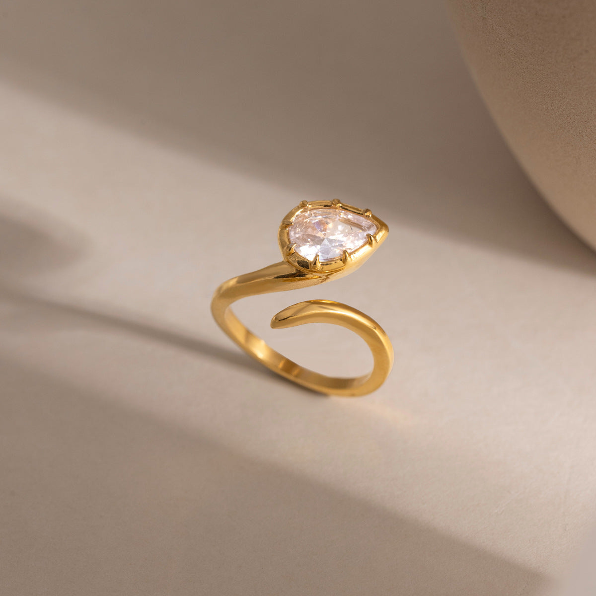 Naomi Serpent Pear Open Ring – gold-tone ring, view 3