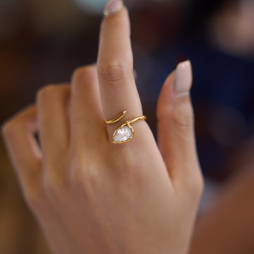 Naomi Serpent Pear Open Ring – gold-tone ring, view 5