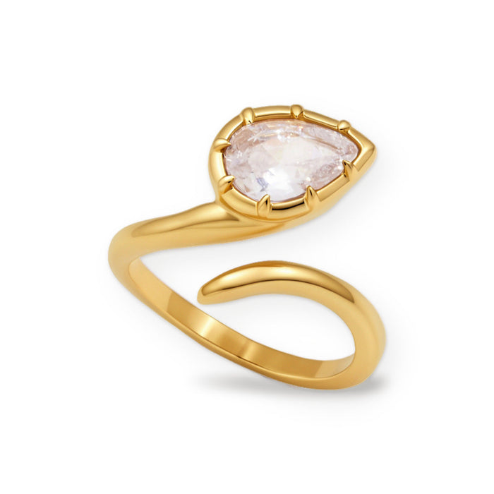 Naomi Serpent Pear Open Ring on white