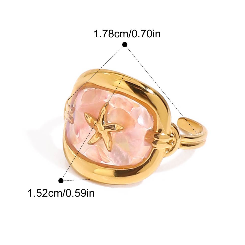 Nisha Pink Starfish Open Ring – gold-tone ring, view 1