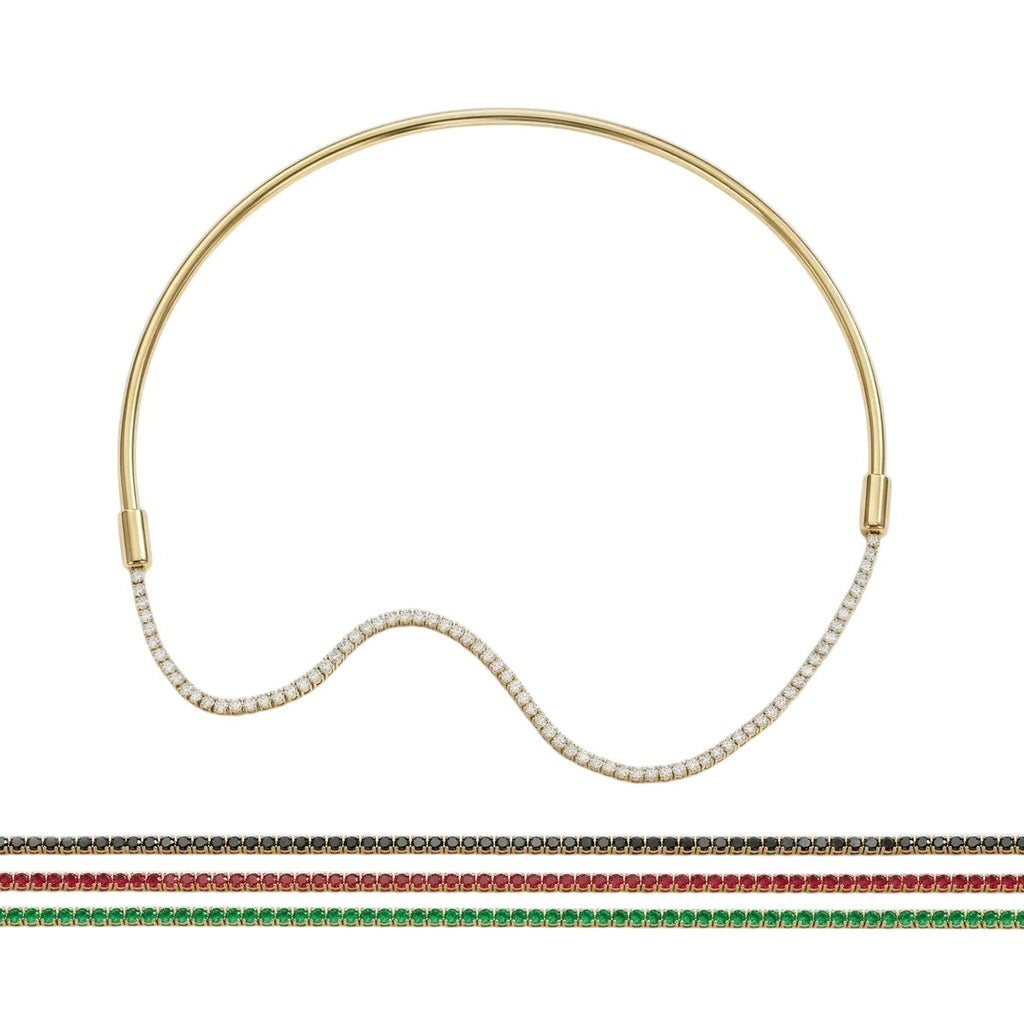 Celeste Crystal 4 in 1 Choker Necklace in gold-tone finish, product shot on white background