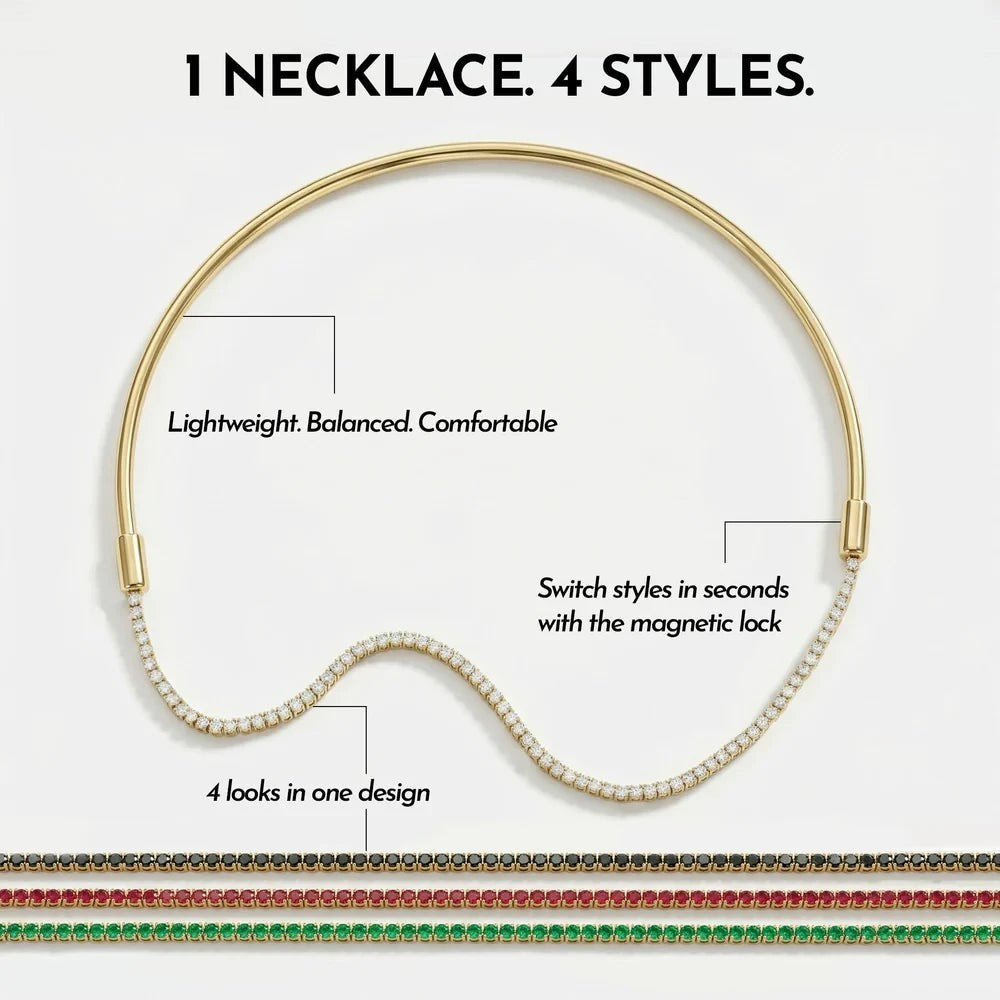 Celeste Crystal 4 in 1 Choker Necklace size diagram showing dimensions