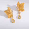 Noa Butterfly Earrings in 18K gold PVD-plated finish, product shot on white background