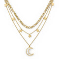 Starlit Dreams Layered Necklace in 18K gold-plated finish, product shot on white background