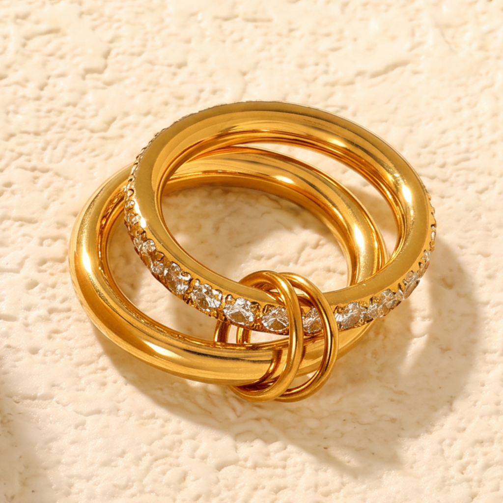 Sloane Double Ring, styled flat lay