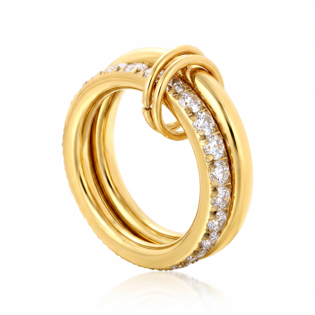 Sloane Double Ring in 18K gold-plated finish, product shot on white background