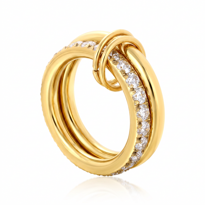 Sloane Double Ring in 18K gold-plated finish, product shot on white background