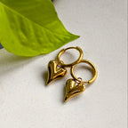 Lena Puff Heart Huggie Earrings, detail view