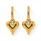 Lena Puff Heart Huggie Earrings in 18K gold PVD-plated finish, product shot on white background