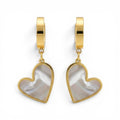 Seraphine Pearl Heart Earrings in 18K gold PVD-plated finish, product shot on white background