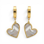 Seraphine Pearl Heart Earrings in 18K gold PVD-plated finish, product shot on white background