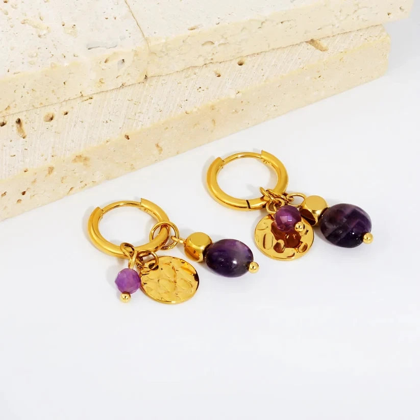 Orchid Charm Hoop Clips, styled flat lay