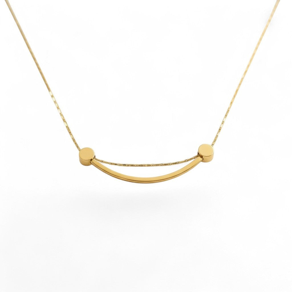 Smiley Curve Minimal Necklace in 18K gold-plated finish, product shot on white background