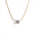 Solitaire Glow Promise Necklace in 18K gold PVD-plated finish, product shot on white background