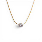 Solitaire Glow Promise Necklace in 18K gold PVD-plated finish, product shot on white background