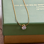 Solitaire Glow Promise Necklace, close-up on a display