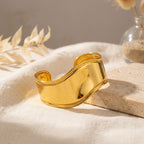 Sol Wave Cuff Bracelet, close-up on a display