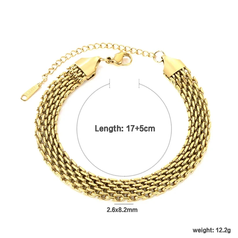 Elowen Multi-Strand Gold Bracelet size diagram showing dimensions