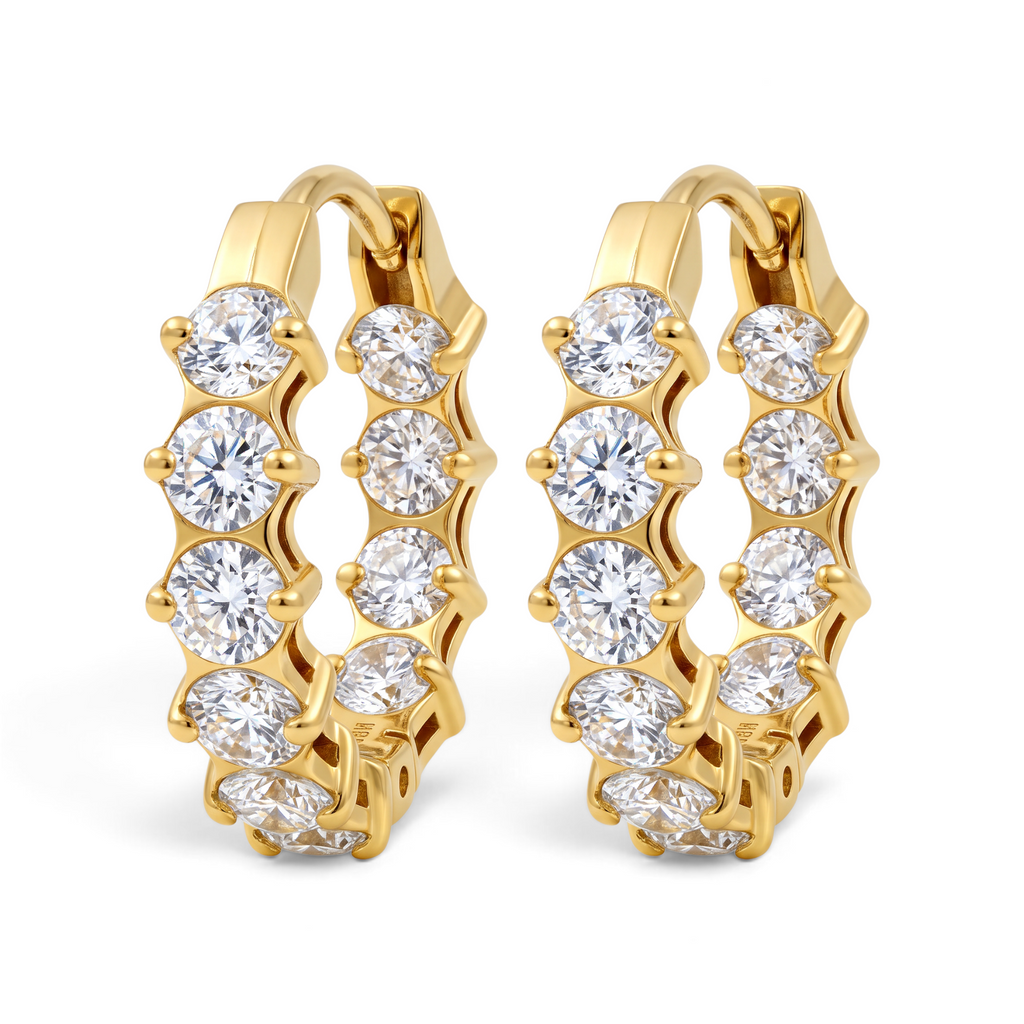 Lyra Crystal Hoop Clips in 18K gold-plated finish, product shot on white background