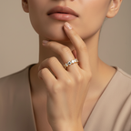 Ivy White Stone Band in 18K gold-plated finish worn on the hand