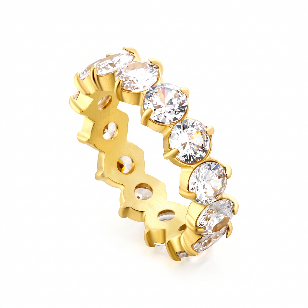 Ivy White Stone Band in 18K gold-plated finish, product shot on white background