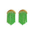 Isla Green Beaded Statement Earrings in gold-tone finish, product shot on white background