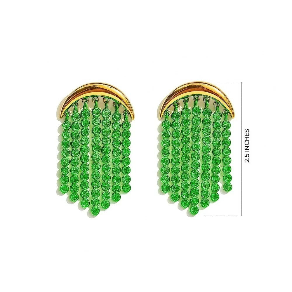Isla Green Beaded Statement Earrings size diagram showing dimensions